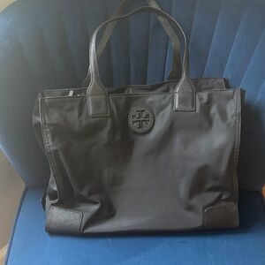 Tory Burch Black Nylon Tote with Logo Medallion